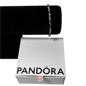 Pandora Sparkling Ice Cube Slider Tennis Bracelet Adjustable Sterling Silver 925